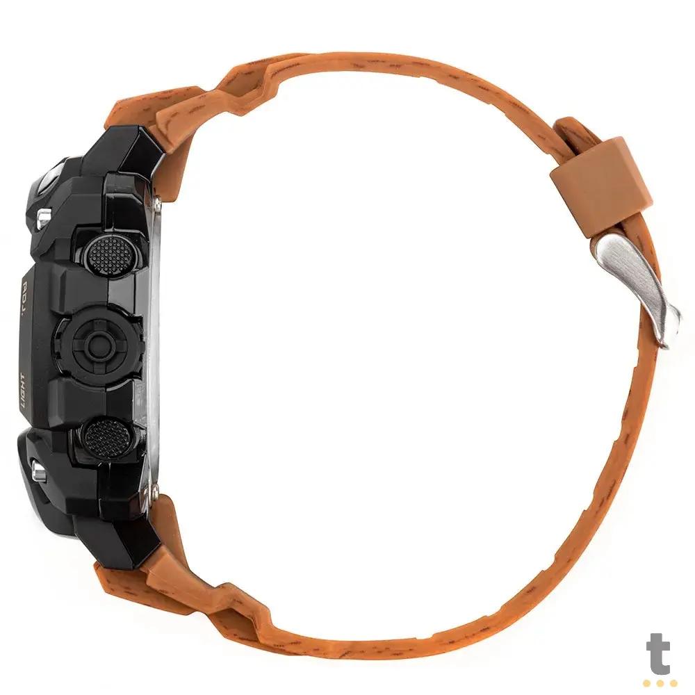 Relógio de Pulso Digital Mormaii Wood em Silicone Marrom/Cinza - MO1132AH/8M Truedata