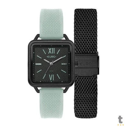 Relógio de Pulso Euro Candy Colors Preto C/ 2 Pulseiras Preta / Azul - EU2036YRC/T4P Truedata