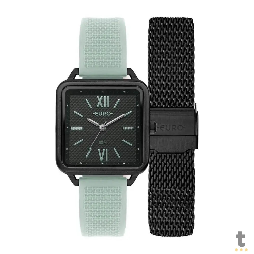 Relógio de Pulso Euro Candy Colors Preto C/ 2 Pulseiras Preta / Azul - EU2036YRC/T4P Truedata