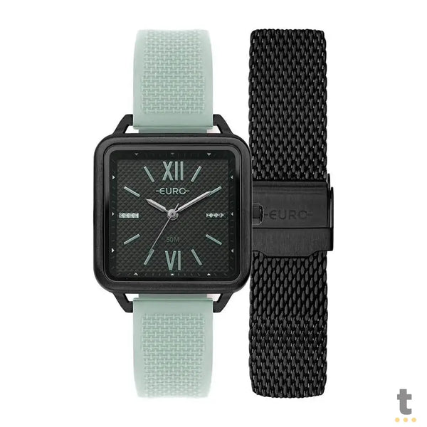 Relógio de Pulso Euro Candy Colors Preto C/ 2 Pulseiras Preta / Azul - EU2036YRC/T4P