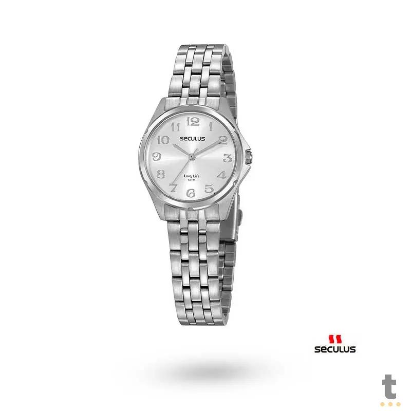 Relógio de Pulso Seculus C/ Colar e Brincos Prata - 20866L0SVNA3K2 Truedata