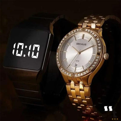 Relógio de Pulso Seculus Glamour Dourado - 77083LPSVDS1 Truedata
