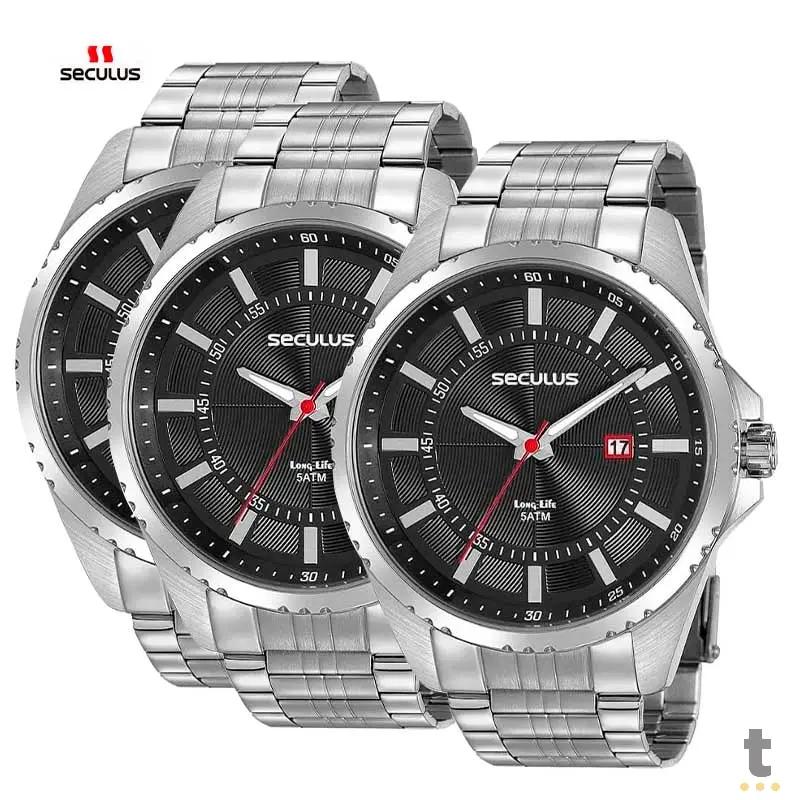 Relógio de Pulso Seculus Long Life em Aço - 20850G0SVNA1 Truedata