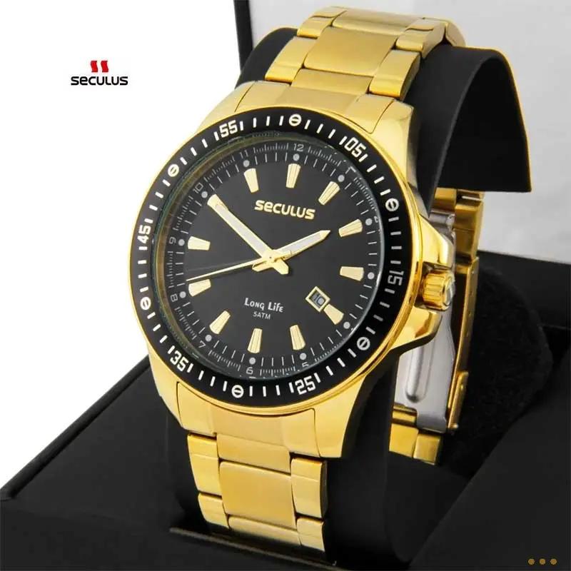 Relógio de Pulso Seculus em Aço Dourado C/ Canivete - 20849GPSVDA3K1 Truedata
