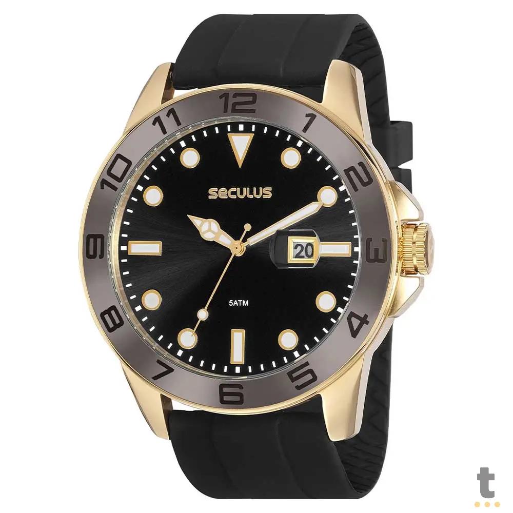 Relógio de Pulso Seculus em Silicone Preto - 20882GPSVDU1 Truedata
