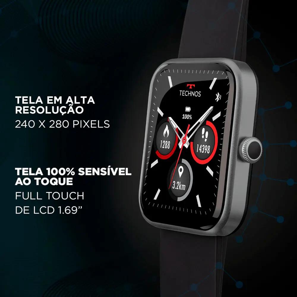 Relógio de Pulso SmartWatch Technos Connect Max Preto e Vermelho - TMAXAA/5P Truedata
