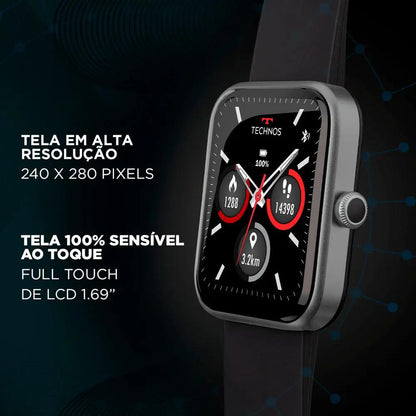 Relógio de Pulso SmartWatch Technos Connect Max Preto e Vermelho - TMAXAA/5P Truedata