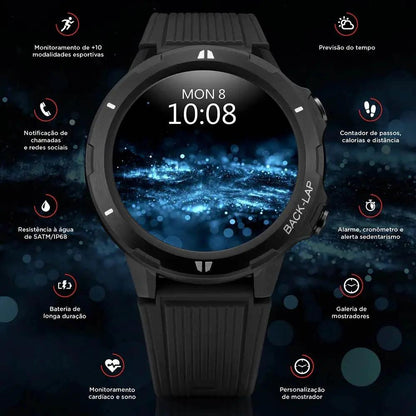 Relógio de Pulso SmartWatch Technos Connect Sports Preto - TSPORTSAA/8P Truedata