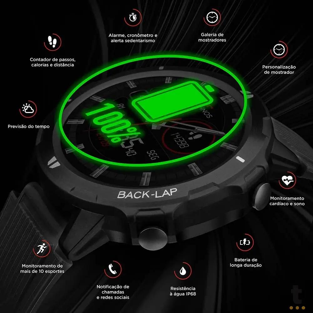 Relógio de Pulso SmartWatch Technos Connect Sports Preto - TSPORTSAA/8P Truedata