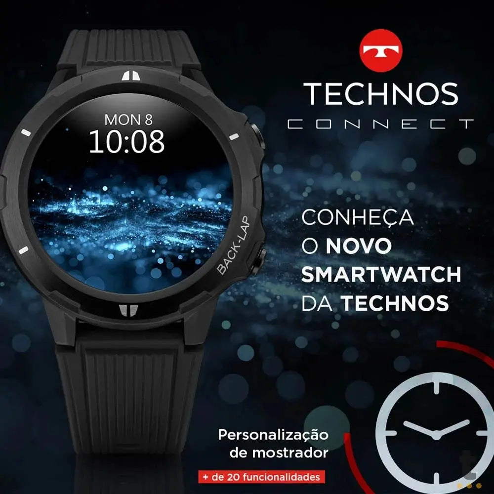 Relógio de Pulso SmartWatch Technos Connect Sports Preto - TSPORTSAA/8P Truedata