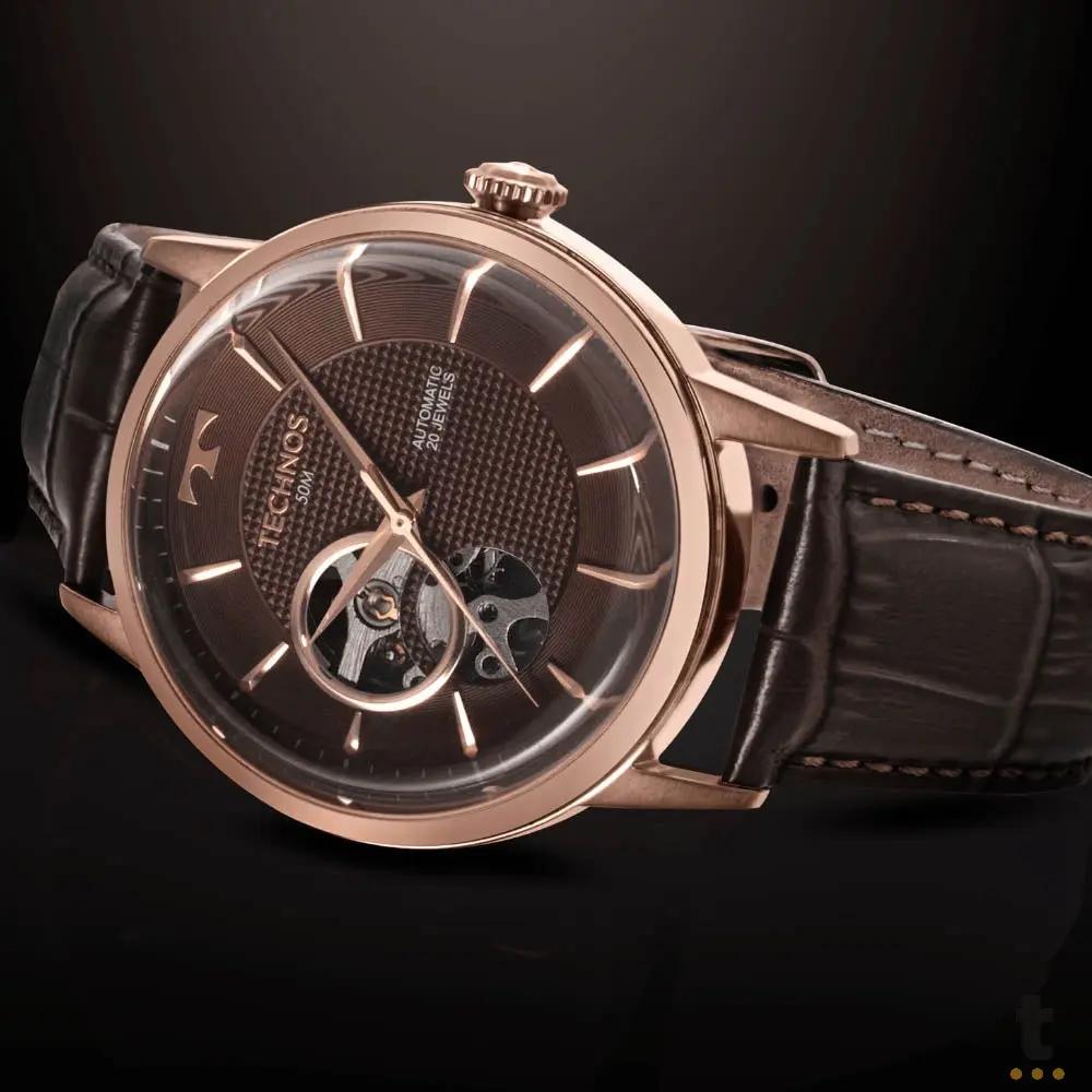 Relógio de Pulso Technos Automático Rosé C/ Pulseira em Couro - G3265AW/0M Truedata