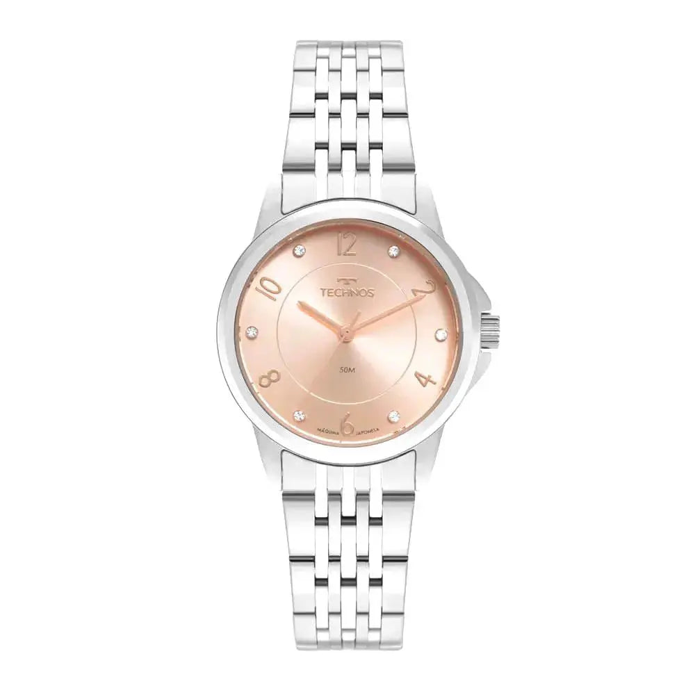 Relógio de Pulso Technos Boutique em Aço Prata C/ Mostrador Rosé - 2035MXD/1T Truedata