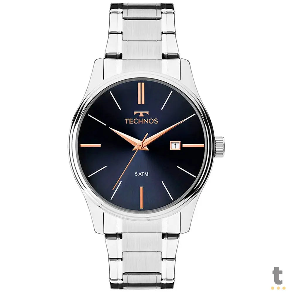 Relógio de Pulso Technos Classic Steal em Aço Prata - 2115MPM/1K Truedata