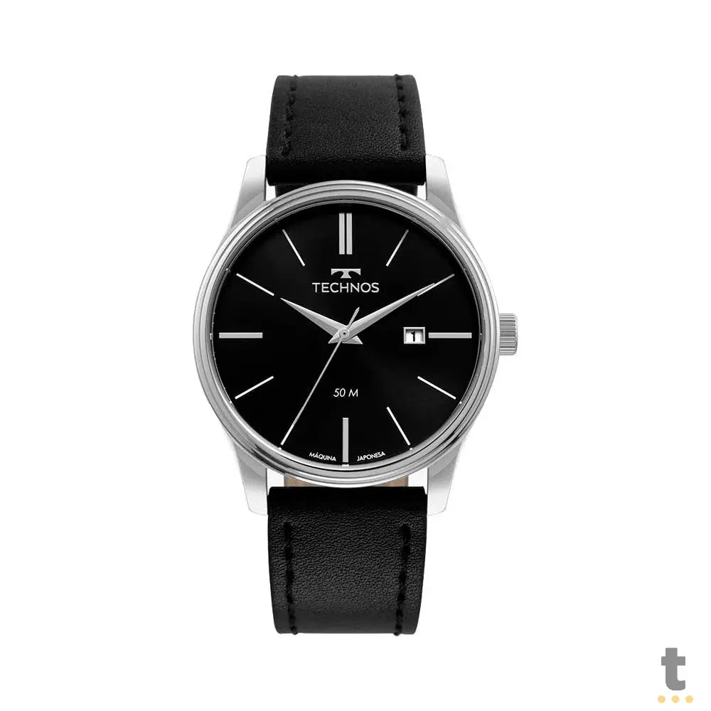 Relógio de Pulso Technos Classic Steal em Couro Preto - 2115MXU/0P Truedata
