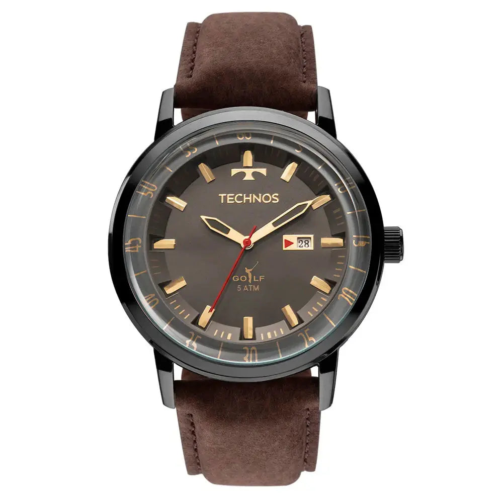 Relógio de Pulso Technos Golf Grafite Pulseira em Couro - 2115LAQ/2M Truedata