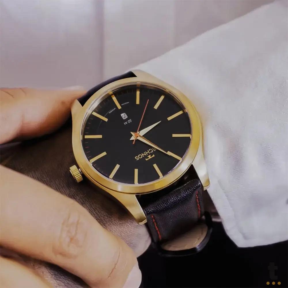 Relógio de Pulso Technos Steel em Couro Preto - 2115MMITDYS/4P Truedata