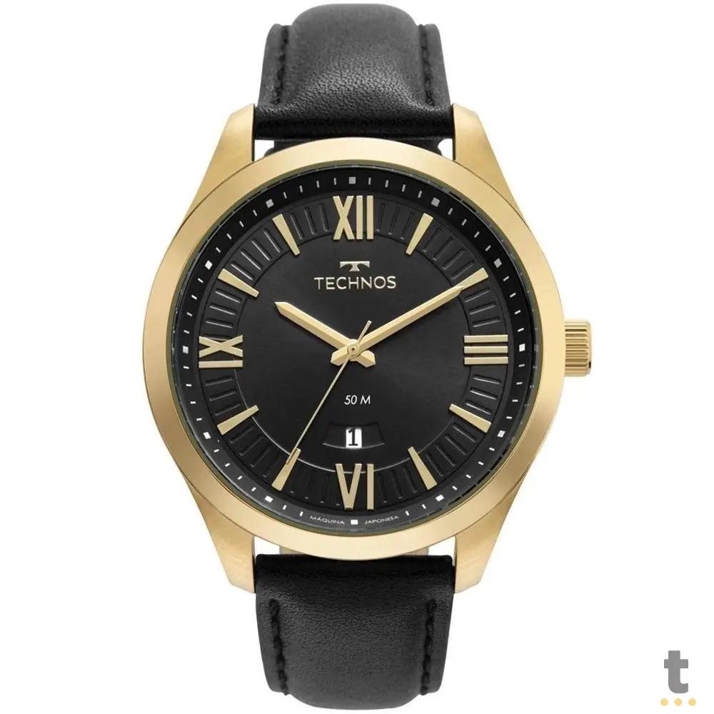 Relógio de Pulso Technos Steel em Couro Preto - 2115MXV/0P Truedata