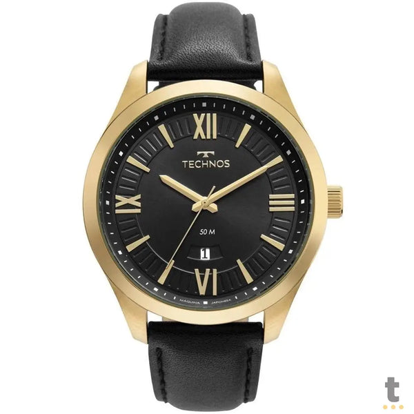 Relógio de Pulso Technos Steel em Couro Preto - 2115MXV/0P