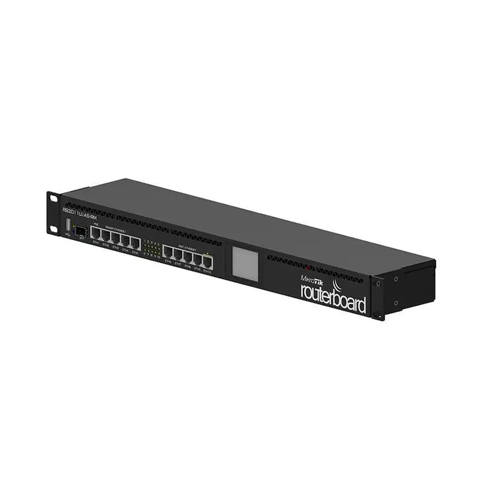 Roteador 10 Portas Mikrotik RouterBoard Gigabit / Fast (5 Portas 10/100/1000 + 4 10/100 + 1 Poe + 1 Sfp) - RB2011UiAS-RM Truedata
