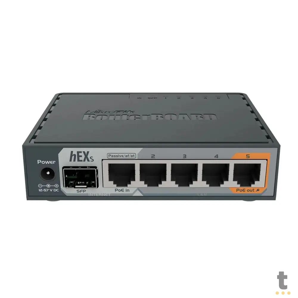 Roteador 5 Portas Mikrotik RouterBoard Gigabit HEX S (4 Portas 10/100/1000 + 1 Poe + 1 Sfp) - RB760IGS Truedata