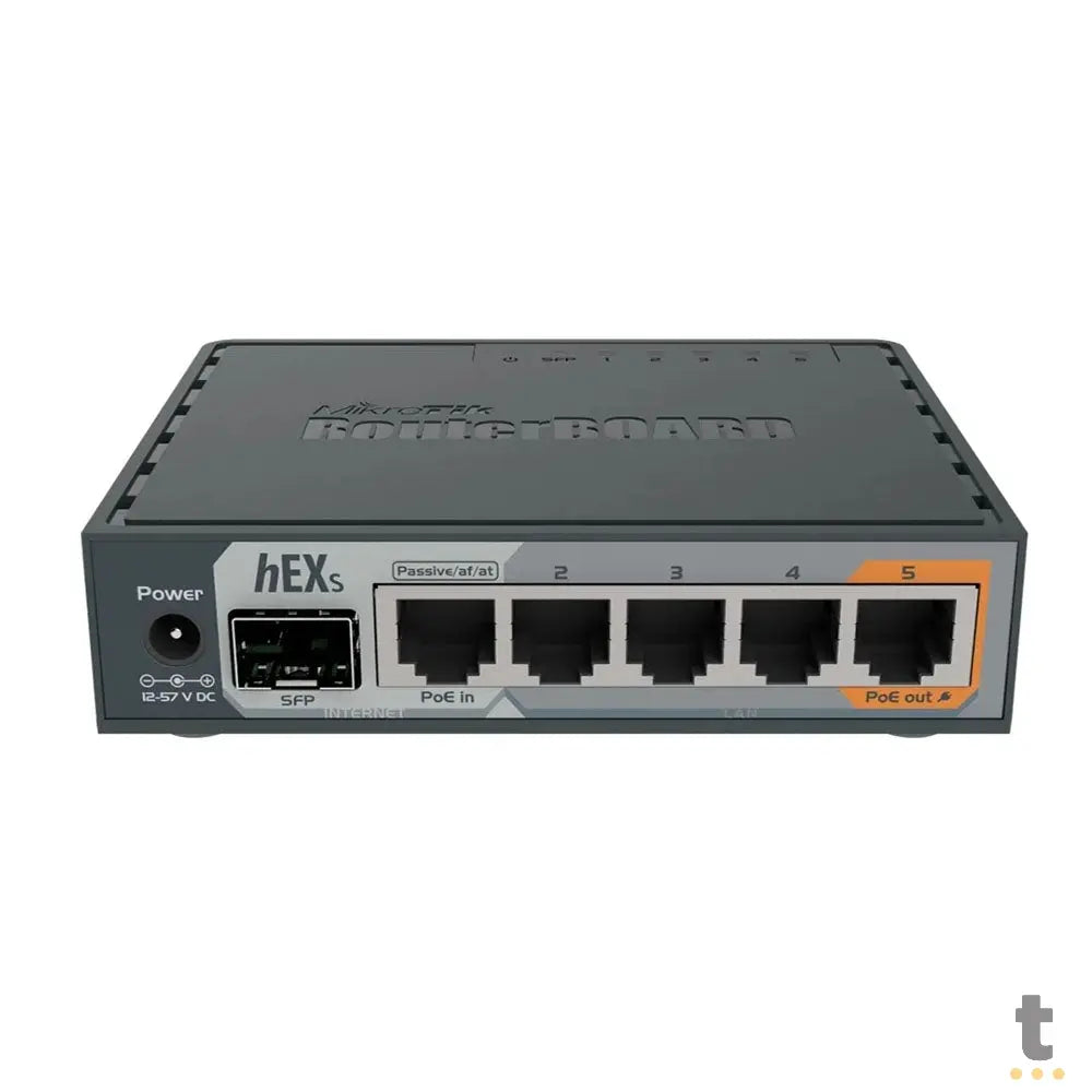 Roteador 5 Portas Mikrotik RouterBoard Gigabit HEX S (4 Portas 10/100/1000 + 1 Poe + 1 Sfp) - RB760IGS Truedata