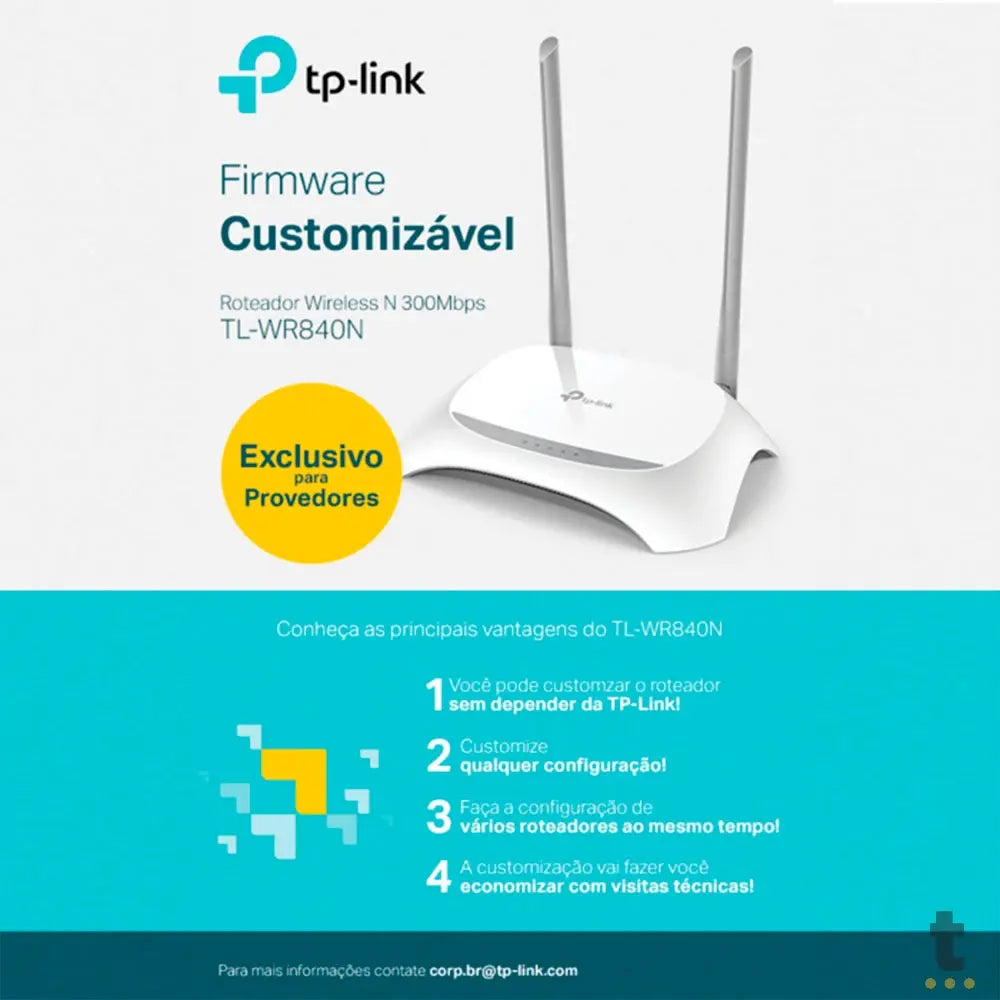 Roteador Wireless TP-Link 2,4ghz 300mbps C/ Função Preset -  TL-WR840NW Truedata
