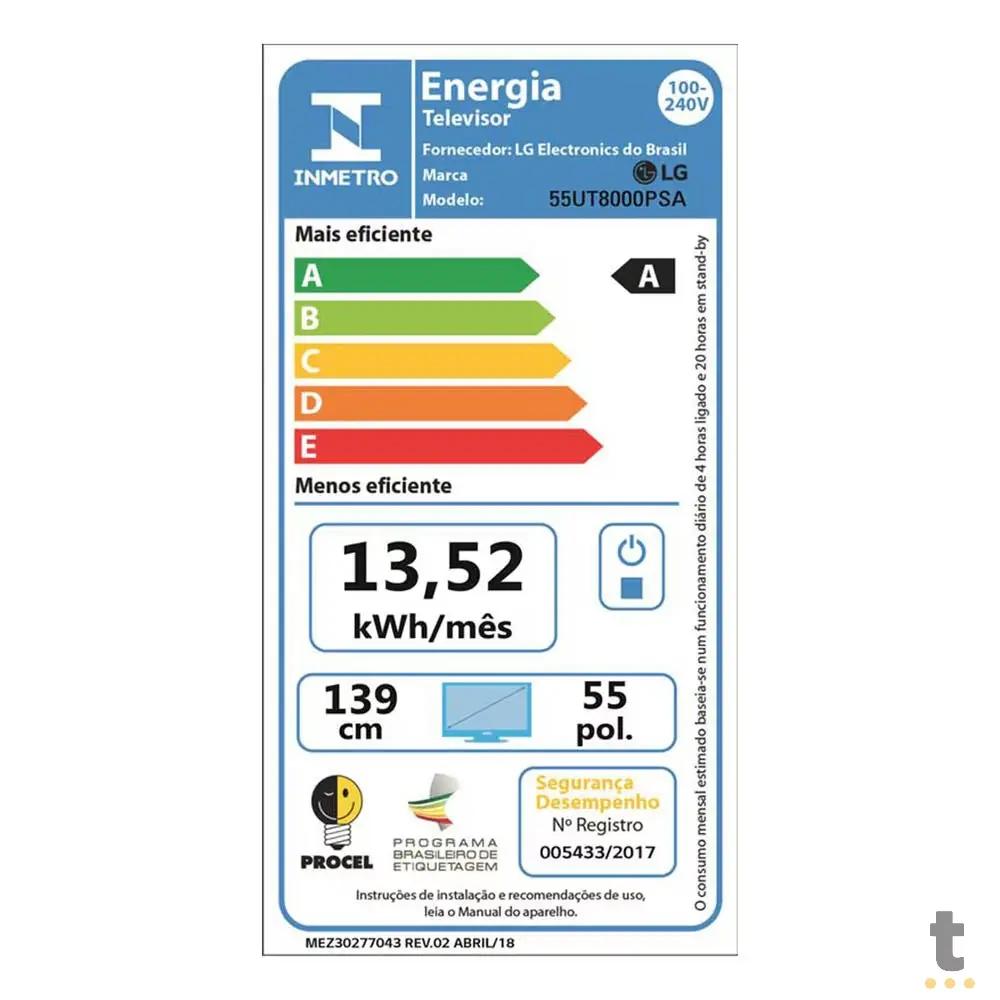 Smart TV Led LG 55" UHD UT80 4K Wi-fi Bluetooth USB HDMI ThinQ Ai Alexa - 55UT8000 Truedata