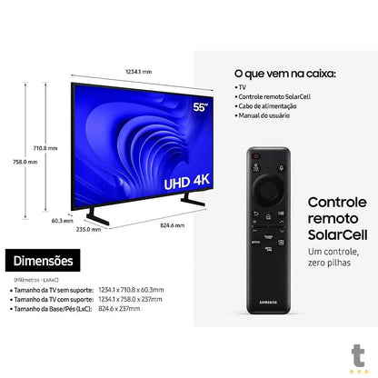 Smart TV Led Samsung 55" Crystal UHD 4K Wi-fi Bluetooth USB HDMI Alexa Integrada - 55DU7700 Truedata