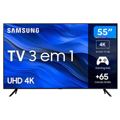 Smart TV Led Samsung 55" UHD 4K Wi-fi Bluetooth USB HDMI Gaming Hub 3 em 1 Tizen - 55CU7700 Truedata