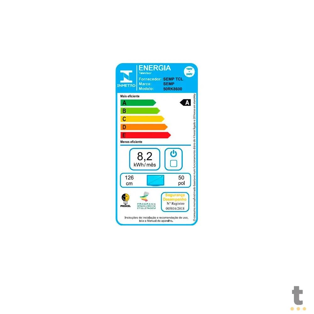 Smart TV Led Semp 50" 4K UHD Wi-fi USB HDMI Roku TV - 50RK8600 Truedata