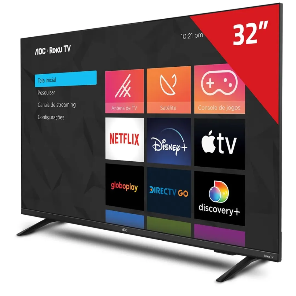 Smart TV LED 32" HD Roku WiFi HDMI 32S5135/78G - AOC