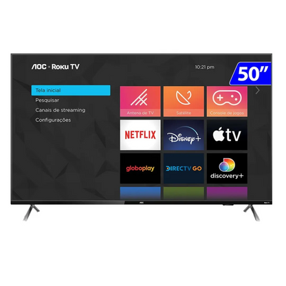 Smart TV LED 50" 4K Roku WiFi HDMI 50U6125/78G - AOC