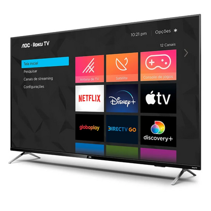 Smart TV LED 50" 4K Roku WiFi HDMI 50U6125/78G - AOC