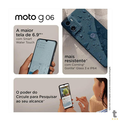 Smartphone Motorola Moto G06 12G 128Gb Octa-Core 4gb+8Gb Boost Android 15 Azul Marinho - XT2535-1 Truedata