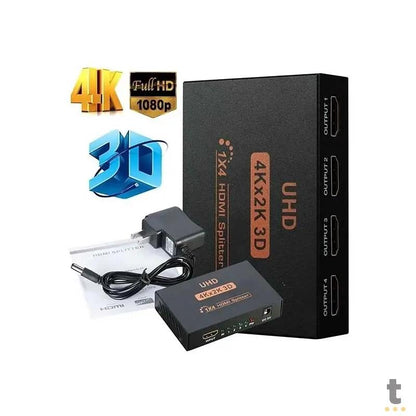 Splitter Multiplicador Divisor De Sinal Hdmi 4 Portas 1 X 4 4k Truedata