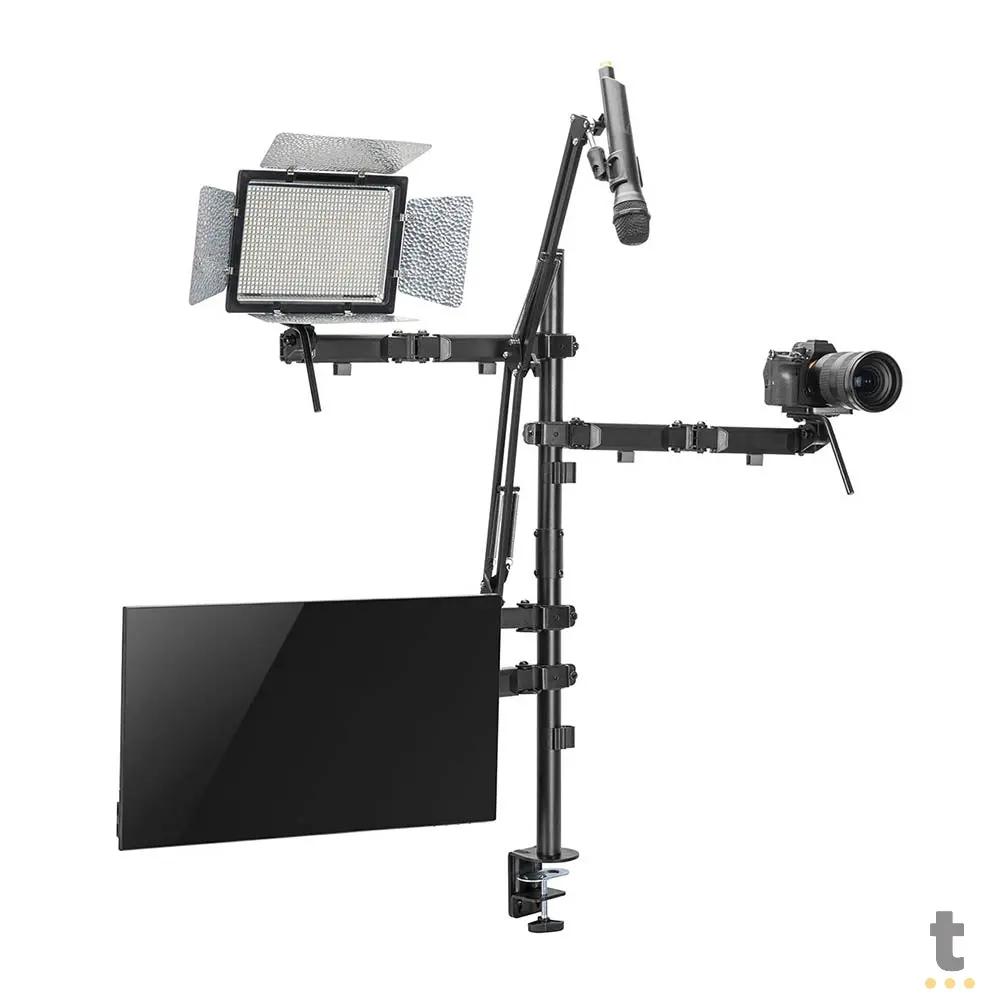 Suporte 4 em 1 Estúdio Setup Stream PCYes P/ Monitor, Microfone, Luz e Câmera - SE-MDS1041 Truedata