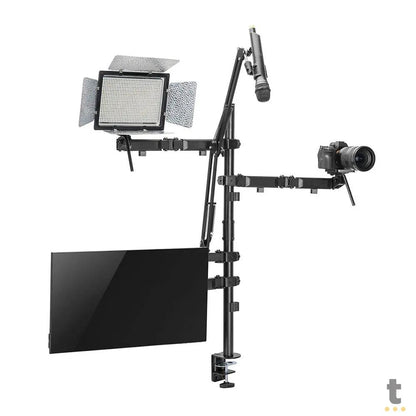 Suporte 4 em 1 Estúdio Setup Stream PCYes P/ Monitor, Microfone, Luz e Câmera - SE-MDS1041 Truedata