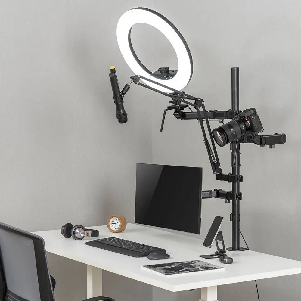 Suporte 4 em 1 Estúdio Setup Stream PCYes P/ Monitor, Microfone, Luz e Câmera - SE-MDS1041 Truedata