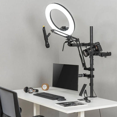 Suporte 4 em 1 Estúdio Setup Stream PCYes P/ Monitor, Microfone, Luz e Câmera - SE-MDS1041