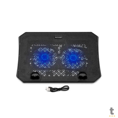Suporte Cooler Para Notebook Multi Led Azul Dual Fan Preto - AC392 Truedata