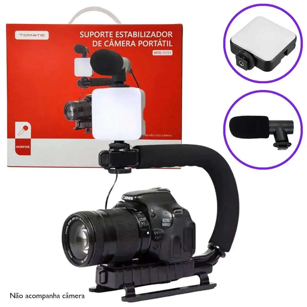 Suporte Estabilizador de Camera Portátil C/ Led Tomate - MTG-1111 Truedata