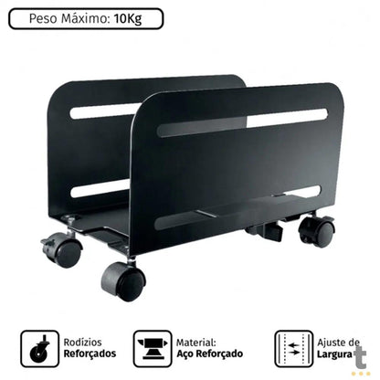 Suporte Para Computador Cpu Ajustável Com Rodinhas em Aço Reforçado PCYes - 31578 Truedata