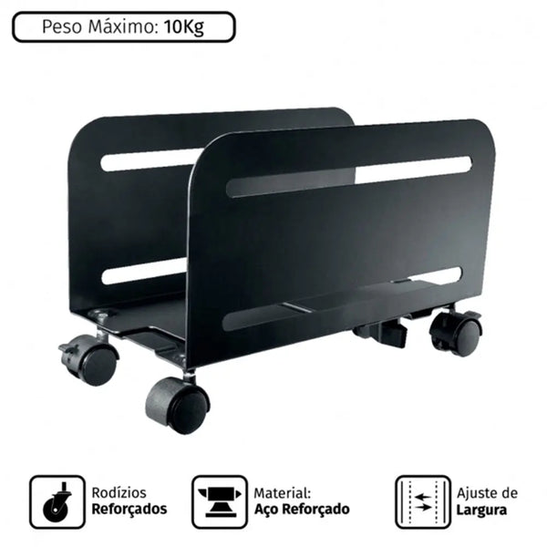 Suporte Para Computador Cpu Ajustável Com Rodinhas em Aço Reforçado PCYes - 31578
