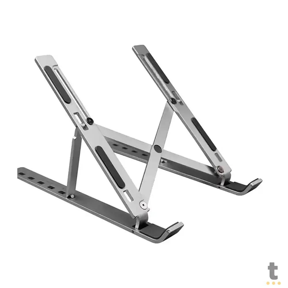 Suporte Retratil Para Notebook Multi Aluminio 6 Niveis de Altura Prata - AC378 Truedata