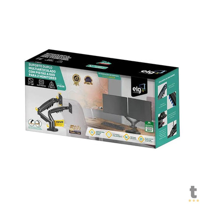 Suporte de Mesa Articulado Para Dois Monitores ELG F160N 17" a 35" - 80837 Truedata