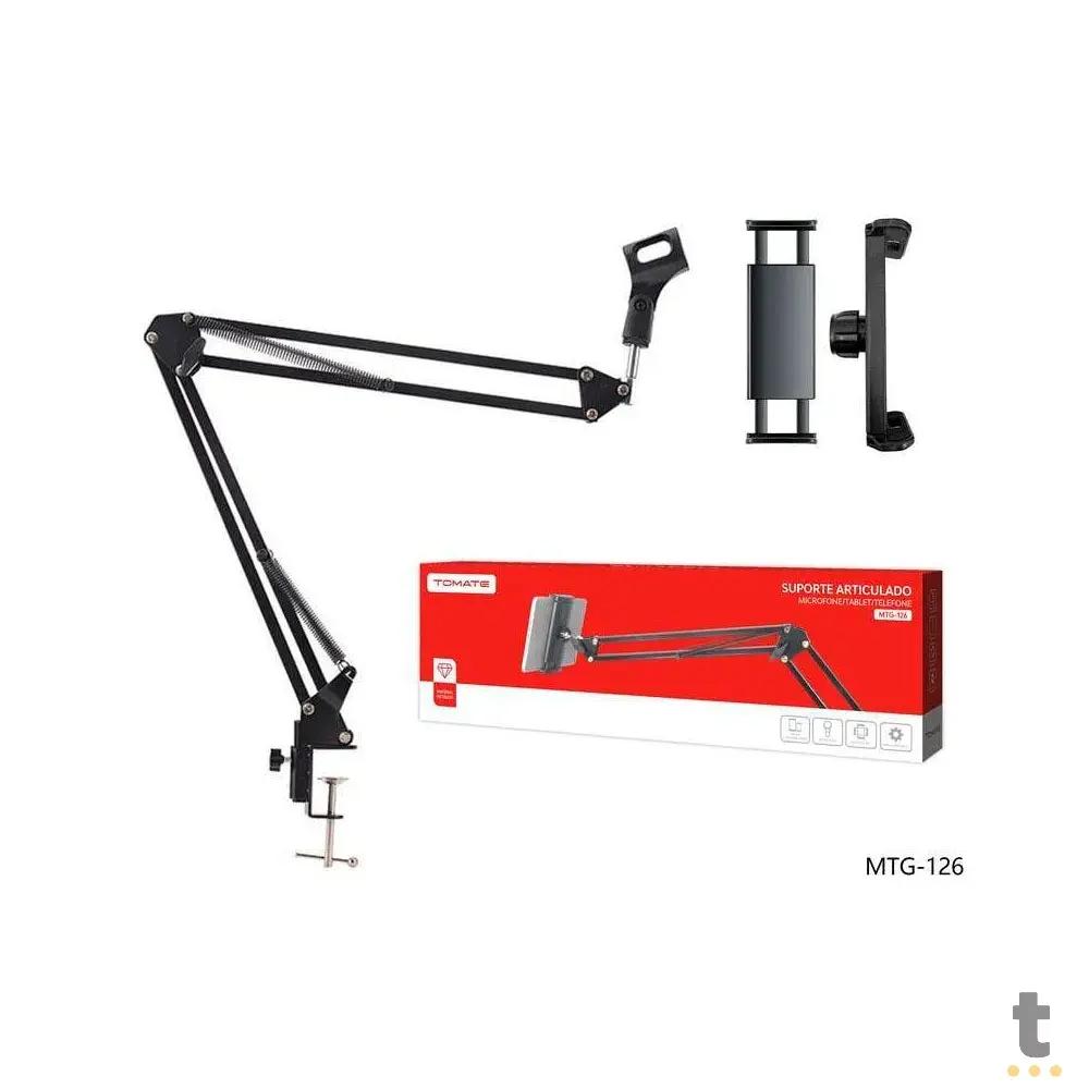 Suporte de Mesa Articulado para Microfone, Smartphone e Tablets Tomate - MTG-126 Truedata
