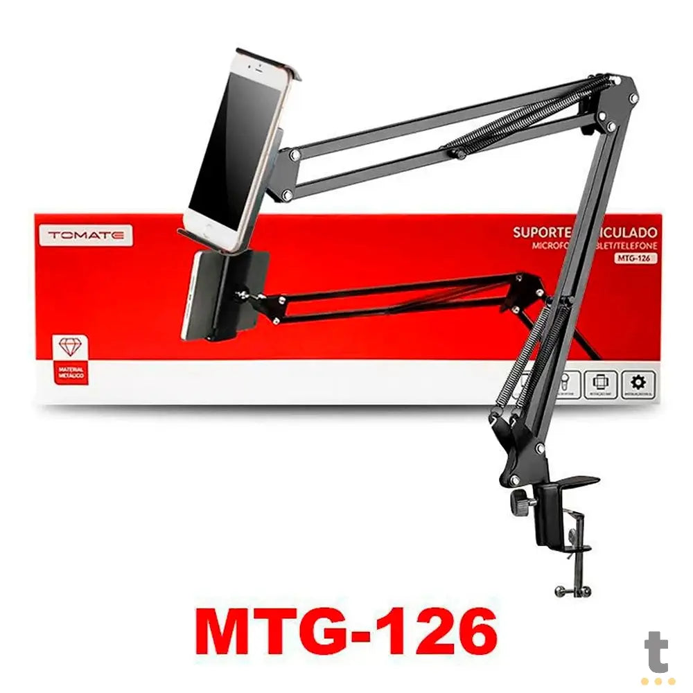 Suporte de Mesa Articulado para Microfone, Smartphone e Tablets Tomate - MTG-126 Truedata