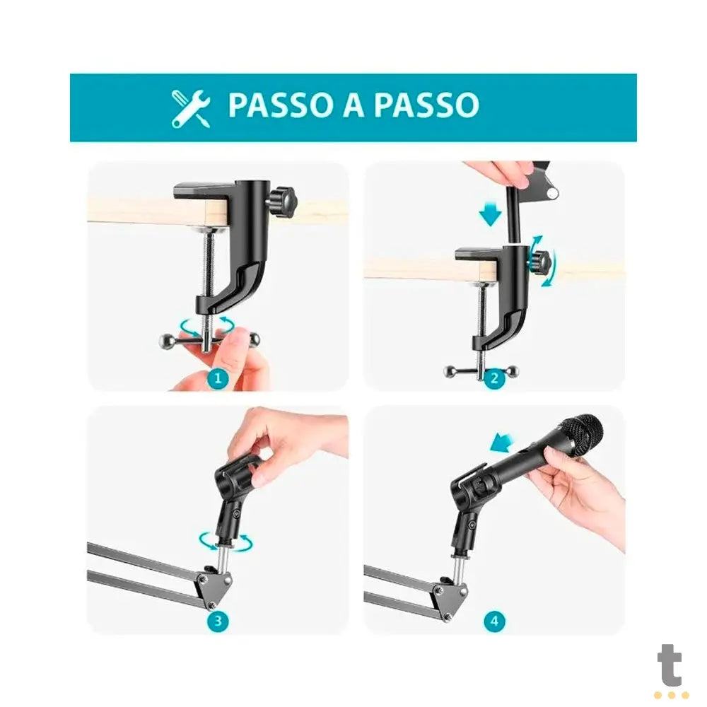 Suporte de Mesa Articulado para Microfone, Smartphone e Tablets Tomate - MTG-126 Truedata