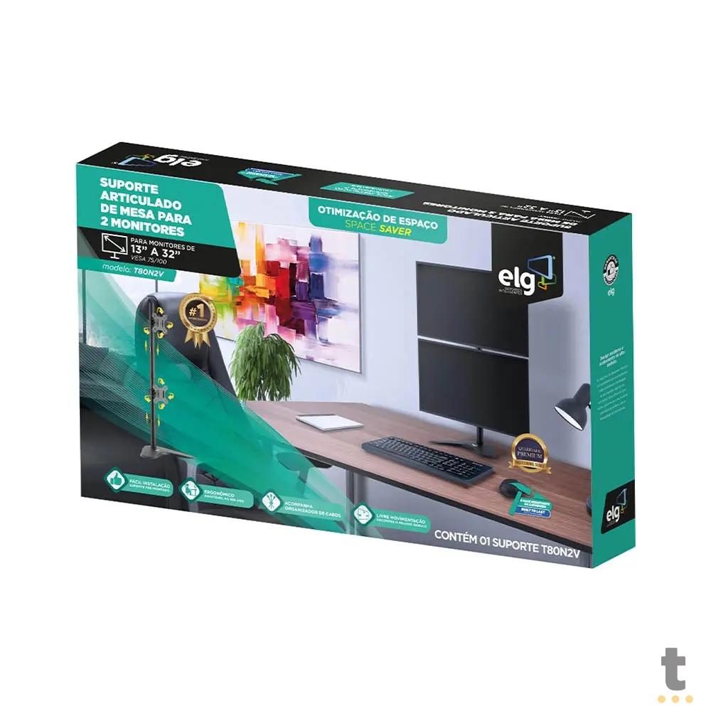 Suporte de Mesa Vertical Para 2 Monitores ELG T80N2V 15" a 32" - 84323 Truedata