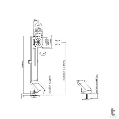 Suporte de Mesa para Monitor PCYes 17" a 32" - PLMSM01F Truedata